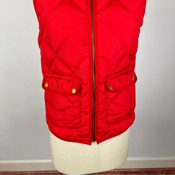 J. Crew Red Puffer Vest with Snap Pockets - Picture 4 of 11